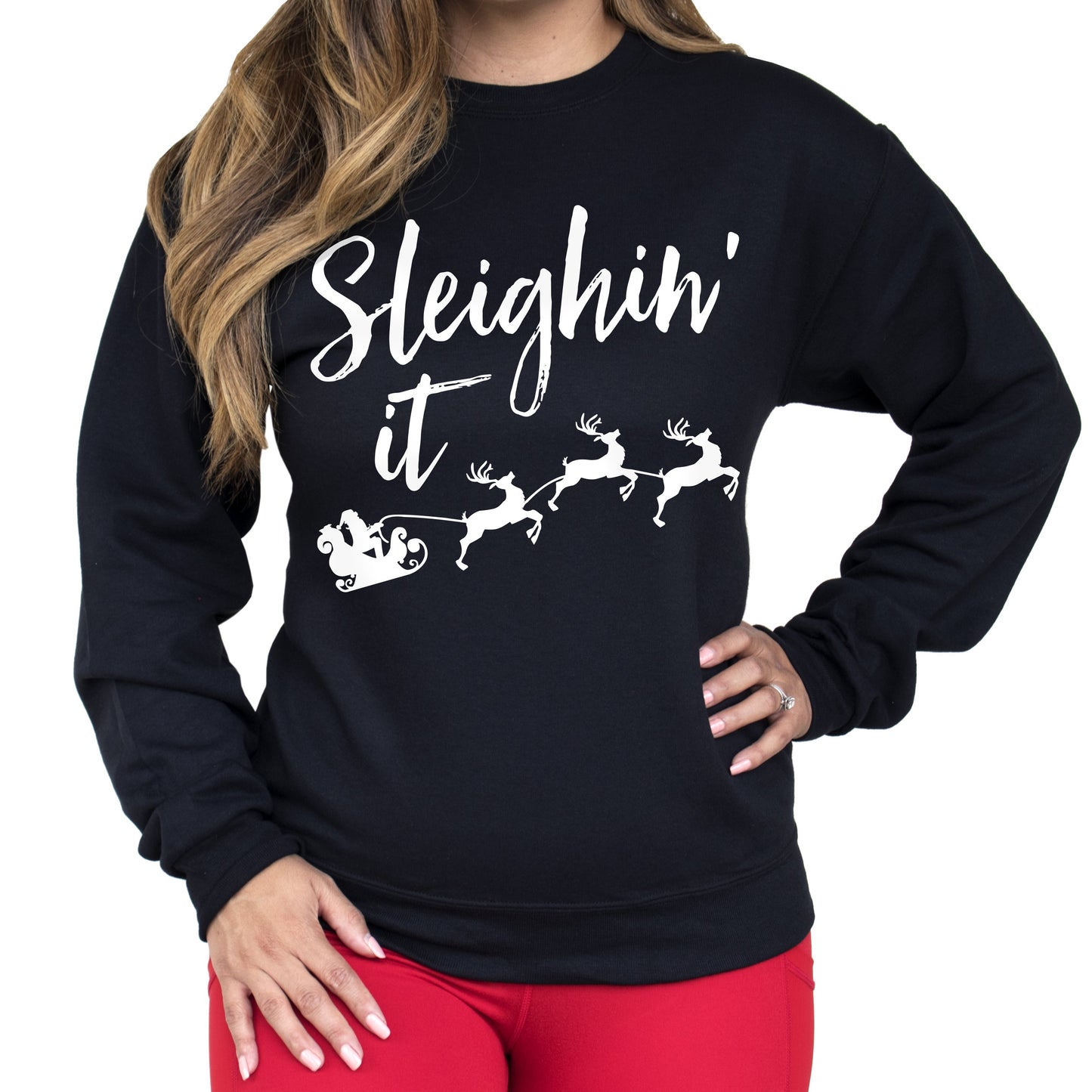 Sleighin It Christmas Crew Neck Sweatshirt